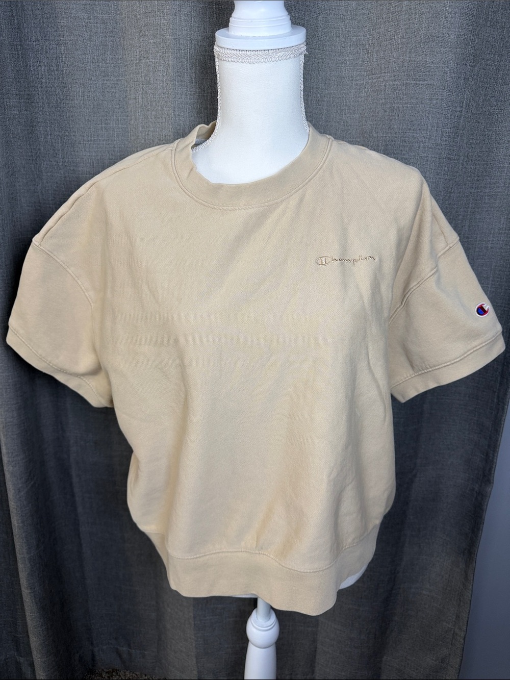 Champion Crewneck Short-Sleeve Sweatshirt - Beige